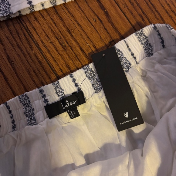 Lulus Cheerful Season Ivory Striped Two-piece Midi Dress With Pockets White NWT - Picture 4 of 10